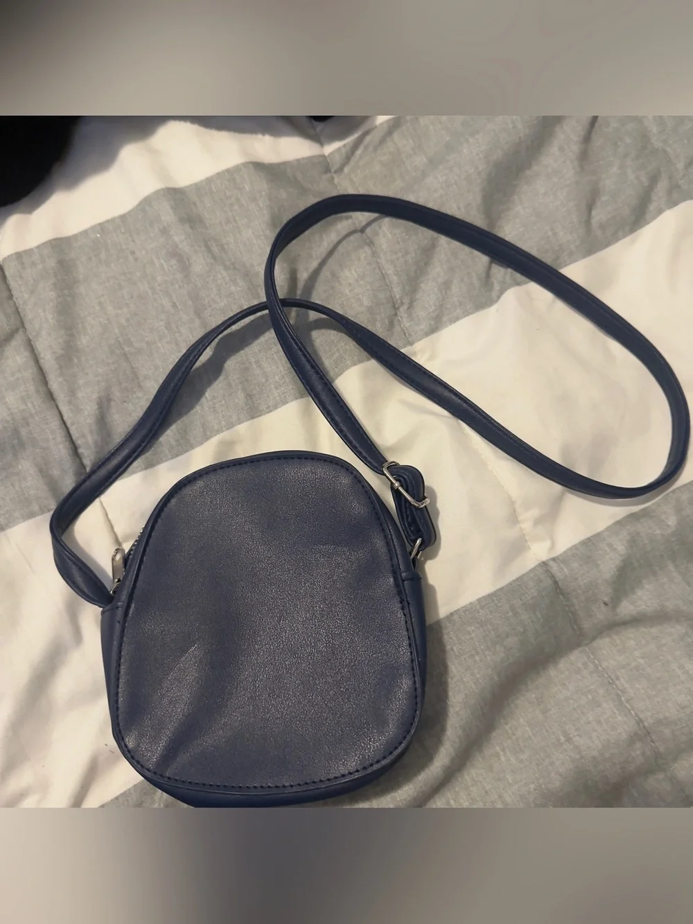 Navy Penguin Crossbody Bag with Gold Glitter & White Fur